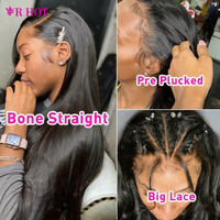 Peluca Frontal de Encaje HD sin Pegamento 13x6, Pelucas de Cabello Humano Virgen Vietnamita, Cabello con Cutícula Alineada, Peluca Lisa