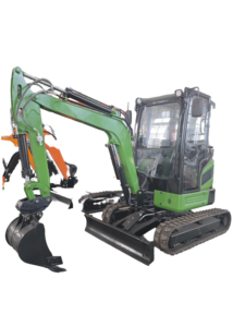 รถขุดตีนตะขาบสีเขียวพร้อมแขนไฮดรอลิกและบุ้งกี๋สำหรับงานก่อสร้าง - Product Image 1