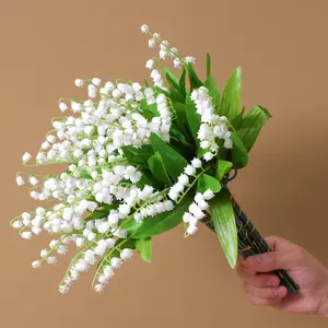 Ramo de simulación de flores de plástico para boda, tejido nórdico de imitación de lirio de los valles, fabricantes de bodas