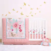 Peanutshell Aflutter Set Tempat Tidur Crib, Set Tempat Tidur Bayi 3 Potong | Selimut Bayi, Seprai, Rok Crib Termasuk