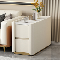 Table basse italienne légère de luxe en bois massif Rock Board Salon 30cm de large Ultra-étroit Moderne Simple Acier inoxydable