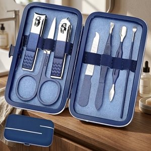 ASAP Professional 7pcs Carbon Steel Luxurious Manicure Pedicure Set <b>Box</b> Nail Clipper Care Kit for Adults Babies Black Finger/Toe - Product Image 2