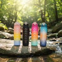 Bouteille d'eau sport dégradée 750 ml sans BPA avec logo personnalisé, en Tritan, anti-fuite, pour l'école, la gym, les activités de plein air, cadeaux promotionnels