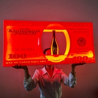 Présentoir et glorificateur de bouteilles LED en acrylique avec logo personnalisé, support de présentation de billets de 100 USD pour bars, discothèques, services VIP, Pâques