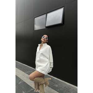 Eyyo White Printed Basic Sweatshirt for Women Embroidered Silk Hoodies Puff Printing 3D Streetwear <b>Street</b> <b>One</b> Fits Fall/Winter - Product Image 5