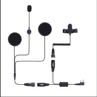 Headset Helm Interkom Sepeda Motor Open Face Speaker Ganda Headset Helm Tahan Air untuk Retevis/Baofeng dengan Steker yang Dapat Diganti