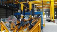 Machine de soudage de poutres en H pour portiques en acier, contrôlée par PLC, robuste, modèle LMH40/LMH50, avec système de récupération de flux
