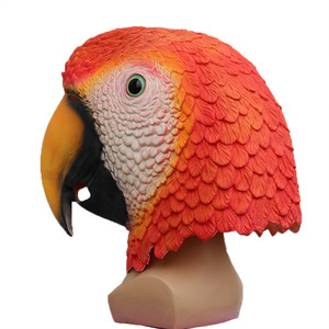 Máscara de Látex de Loro, Talla Única, Rojo y Verde, Diseño Geométrico de Dibujos Animados, Accesorios de Disfraz para Fiestas - Product Image 3