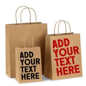 Sac en papier kraft brun et blanc avec poignée, personnalisable avec logo, réutilisable - Product Image 1