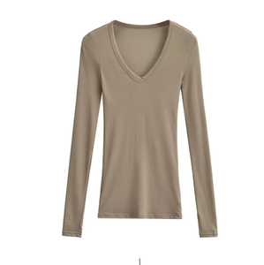 Runwaylover 2994 สไตล์เกาหลี 2024 เสื้อยืดคอวีเซ็กซี่สําหรับสุภาพสตรี - Product Image 4