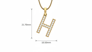 Bijoux fins, pendentif en diamant naturel, alphabet H, unisexe, design personnalisé de lettre initiale avec diamants authentiques en or massif - Product Image 2