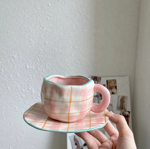 Ensemble tasse et soucoupe à café en céramique créative personnalisée, style rétro vintage, 200 ml, pour café, thé, lait, <span class=keywords><strong>d</strong></span>îner - Product Image 3