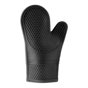 Custom Logo Printed Honeycomb Design <b>Silicone</b> Oven Mitts with Cotton Lining Heat Resistant Dishwasher Safe BBQ & Kitchen Gloves - Product Image 1