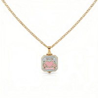 Collier pendentif carré ouvert personnalisé OEM pour maman, chaîne en laiton style bambou, tendance et polyvalent, vente en gros