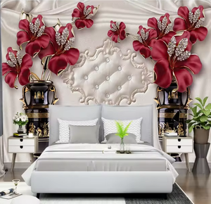 Mural de Diamantes Florales 3D de Lujo para Decoración de Interiores, Papel Tapiz de Estilo <span class=keywords><strong>Corte</strong></span> Europea, Decoración del Hogar - Product Image 3