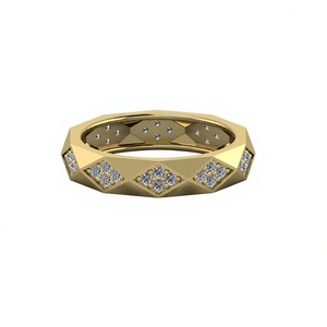 Anillo de Boda de Plata de Ley 925 con Baño de Oro Vermeil y Circonitas Cúbicas con Corte Brillante, Diseño Geométrico de Rombo, Estilo Eternidad, Moderno y Elegante para Fiestas, Oferta de Navidad - Product Image 1