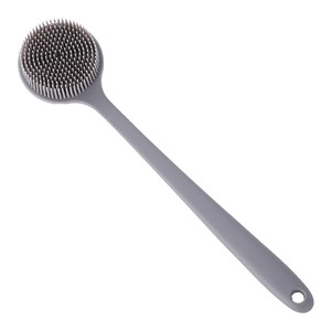Silicone Bath <b>Brush</b> Long Handle Oval Exfoliating Massage <b>Brush</b> For <b>Back</b> Body Care Blue Green Pink Gray Black - Product Image 5