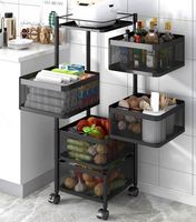 Étagères de cuisine multi-niveaux, supports ronds, chariots, étagère rotative à 360 degrés, étagère de rangement en métal pour fruits et légumes pour la maison
