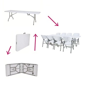 Table pliante en acier robuste et durable à 10 places, gain de place, pour événements de bricolage, restauration - Product Image 1