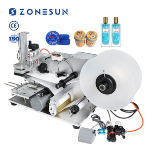 ZONESUN ZS-TB60 semi-automatique pneumatique plat étiqueteuse côté supérieur bouchon de bouteille auto-adhésif autocollant étiquette applicateur - Product Image 1