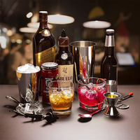 Ensemble de bar personnalisé en acier inoxydable Kit de mixologie pour barman Cocktail Shaker à Martini Verseurs Jigger avec design Boston