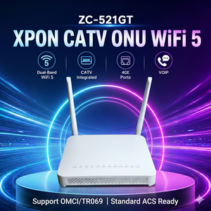Factory price ZIKUN XPON CATV ONU Dual Band WiFi ONT 4GE VoIP FTTH <b>Modem</b> Compatible With GPON EPON ISP Networks ZC-521GT - Product Image 1