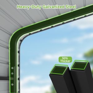 Abri de voiture en métal robuste de 10'x15', <span class=keywords><strong>garage</strong></span> extérieur, abri de voiture avec cadre plus lourd, toit galvanisé pour voitures et bateaux - Product Image 4