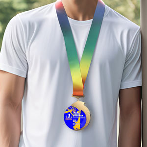 ميدالية كريستال مخصصة للميدالية الزجاجية ميدالية كاراتيه رياضية معدنية بحبل ملون وكأس معدني نحت مطبوع فوق بالأشعة فوق بنفث - Product Image 2