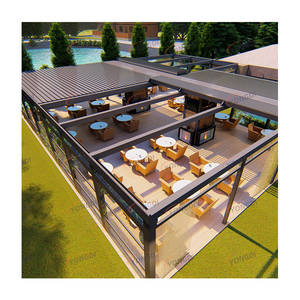 หลังคาเพอร์โกลาแบบพับเก็บได้ ทำจากอะลูมิเนียม พร้อมมอเตอร์ ปรับระดับได้ กันน้ำ ใช้สำหรับสวน พร้อมม่านบังแดดแบบพับได้ - Product Image 1