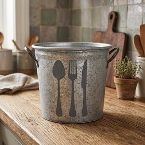 Porte-ustensiles de cuisine en métal galvanisé de style campagne et ferme vintage pour usage domestique - Product Image 3