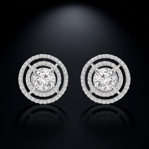 Pendientes de Diamantes Cultivados en Laboratorio con Corte Redondo, Oro Blanco de 14K, Claridad VS2, Color E, Joyería Certificada para Mujer - Product Image 5