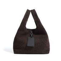 Tas Tangan Kulit Sapi Suede Motif Macan Tutul Vintage, Tas Selempang Kulit Asli Premium Model Bucket Elegan untuk Wanita