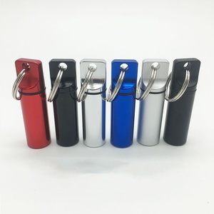1pcs <b>Waterproof</b> Aluminum Pill <b>Box</b> Keychain Carabiner Medicine Case Container Bottle Holder Outdoor Pill Case PillBox - Product Image 1