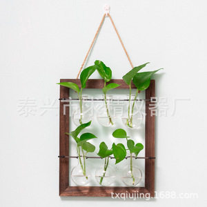 Seeking Excellence Wall Mounted Hydroponic <b>Plant</b> Display <b>Frame</b> Wooden With Glass Vases For Indoor Decor - Product Image 4