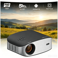 Projecteur Touyinger ET32 1500 Lumens ANSI Portable Full HD 4K Projecteur 5G WIFI Certifié Dolby Smart LED Beam Home Theater