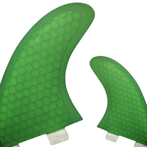 Ailerons de surf G5 en fibre de verre nid d'abeille, ensemble gauche, centre, droit, vert - Product Image 4