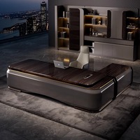 Mobilier de Bureau de Luxe Design Moderne, Ensemble Bureau de Direction en L avec Fauteuil, Style Minimaliste Italien
