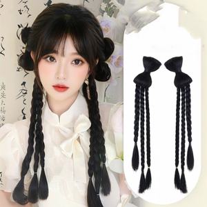 <span class=keywords><strong>Trenzas</strong></span> de pelo falso para mujer, nudo de mariposa atado largo, cola doble, picante, fresco, dulce chica, trenza torcida, Bóxer, trenza larga - Product Image 3