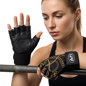Unisex Pink Black Microfiber Fitness <b>Gloves</b> PU Leather Fingerless Adjustable Wrist Strap Gym <b>Weight</b> Training Strength - Product Image 6