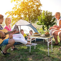 Voyage en aluminium léger petite mini plage portable camping table pliante portable camping côté table de pique-nique pour sable pliable