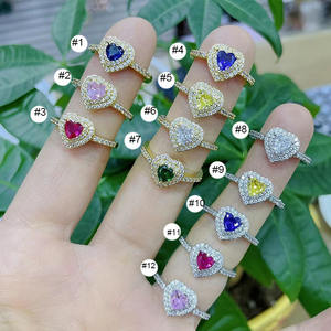 RM1614 Elegante Mini Anello Impilabile in Oro 18K con Diamante <span class=keywords><strong>Solitario</strong></span> Rosa CZ, Pietra Portafortuna a Forma di Cuore, Anello di Fidanzamento, Regalo per Lei - Product Image 2