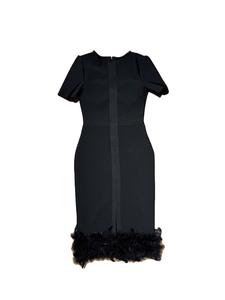 <span class=keywords><strong>Abito</strong></span> lungo da donna elegante <span class=keywords><strong>nero</strong></span> con <span class=keywords><strong>piume</strong></span> e perline, a maniche corte, stile impero, per serate di gala, feste e club, vestito dritto estivo sexy da celebrità - Product Image 5