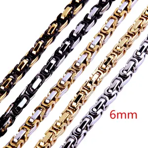 Wholesale 316L Stainless Steel 6mm Handmade Byzantine Jewelry Mutil-Colors Byzantine Box Link Chain Men Women
