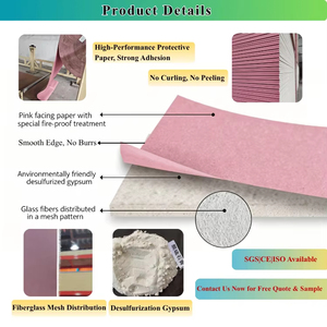 Plaque de plâtre résistante à l'eau <span class=keywords><strong>pour</strong></span> <span class=keywords><strong>plafond</strong></span>, cloison sèche, surface <span class=keywords><strong>en</strong></span> papier, plaque de plâtre <span class=keywords><strong>pour</strong></span> salon et <span class=keywords><strong>chambre</strong></span> - Product Image 4