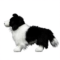 Peluche personnalisée Border Collie - Jouet réaliste en coton PP noir à poils longs, rembourré en polyester, 15 pouces