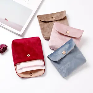 Velvet Sanitary Napkin Bag Mini Coin Money ID Card Lipstick Storage Case Lady Portable Cosmetic Pouch