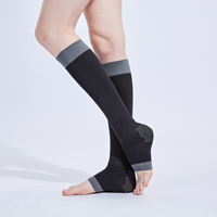 Chaussettes de compression amincissantes fantaisie pour femme, à bout ouvert, hauteur genou, pour massage des jambes, chaussettes de sport de sécurité à compression haute.