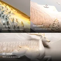 Lukisan Dekoratif Ruang Tamu 3D Relief Modern Sederhana Motif Hewan & Pegunungan, Dilengkapi Lampu, Dapat Digantung, Seni Dinding Latar Belakang Kelas Atas