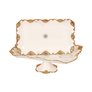 จานผลไม้เซรามิกทรงสูง เป็นมิตรกับสิ่งแวดล้อม เหมาะสำหรับของหวาน ขนมขบเคี้ยว ผลไม้รวม ถั่ว ถาดเสิร์ฟสำหรับชา เค้ก จัดแสดงอาหารใน<span class=keywords><strong>ร้าน</strong></span><span class=keywords><strong>อาหาร</strong></span> - Product Image 3