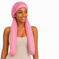 Bonnet de nuit double tube pour femme, en polyester respirant, avec large bande, pour cheveux longs